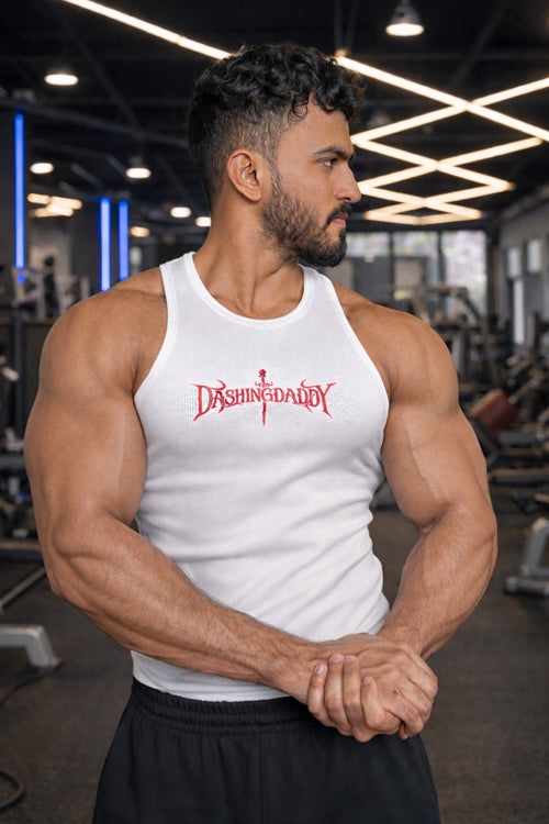 DADDY’s Ribbed Vest (WHITE & MAROON)